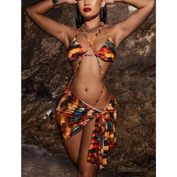 SHEIN Other - Stringy Tie Dye Bikini & Swim Skirt size SML